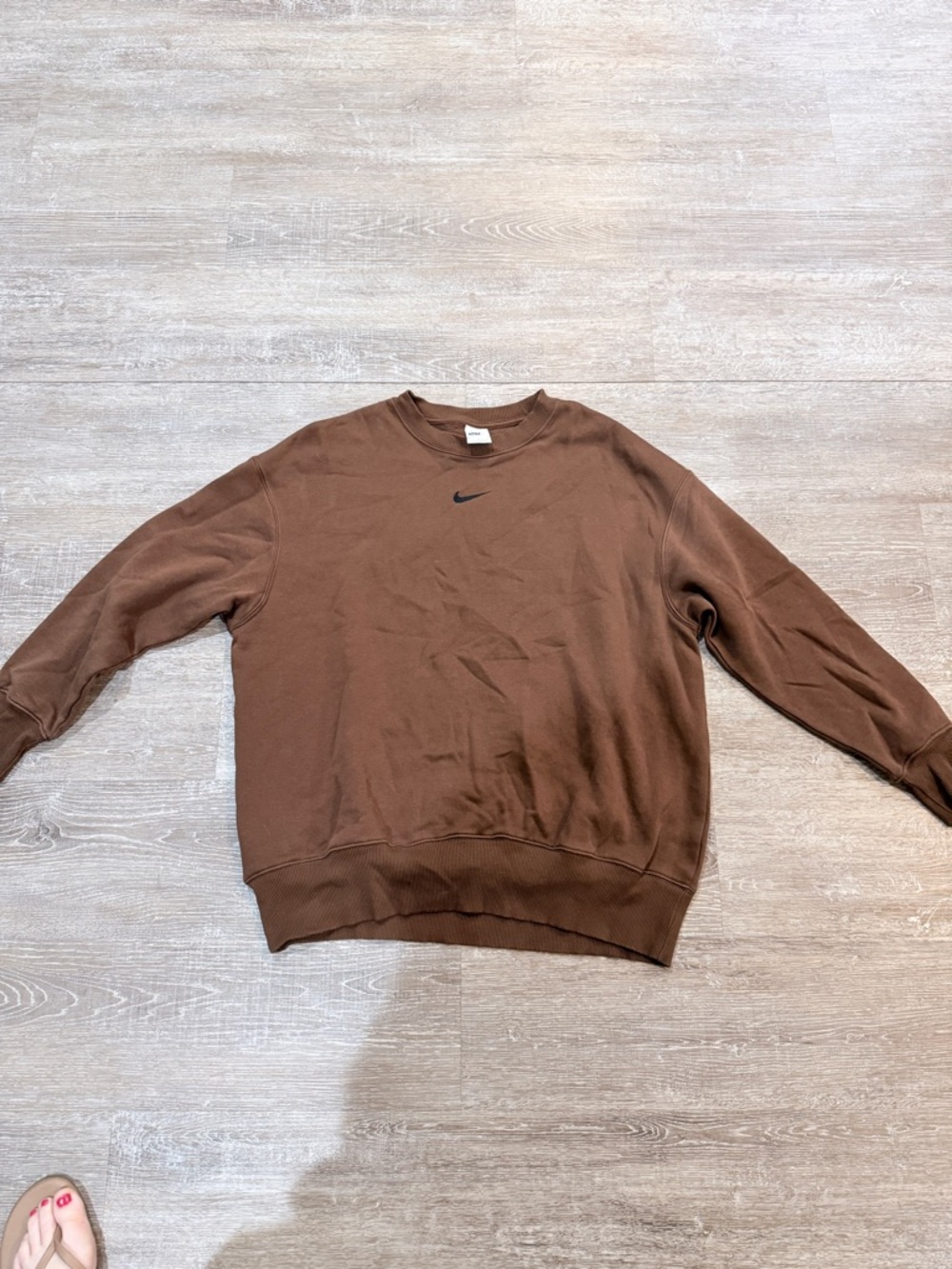 Nike Brown Crewneck Pullover with Black Swoosh - Picture 3 of 4